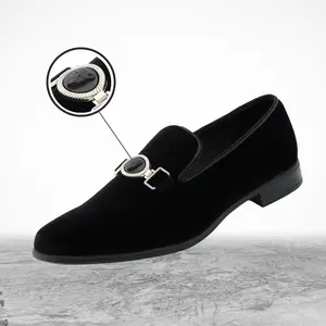 Amali Antonio Slip-On Loafers With Embellishment Stylish Velvet Dress Shoes For Men Tuxedo Footwear Comfort