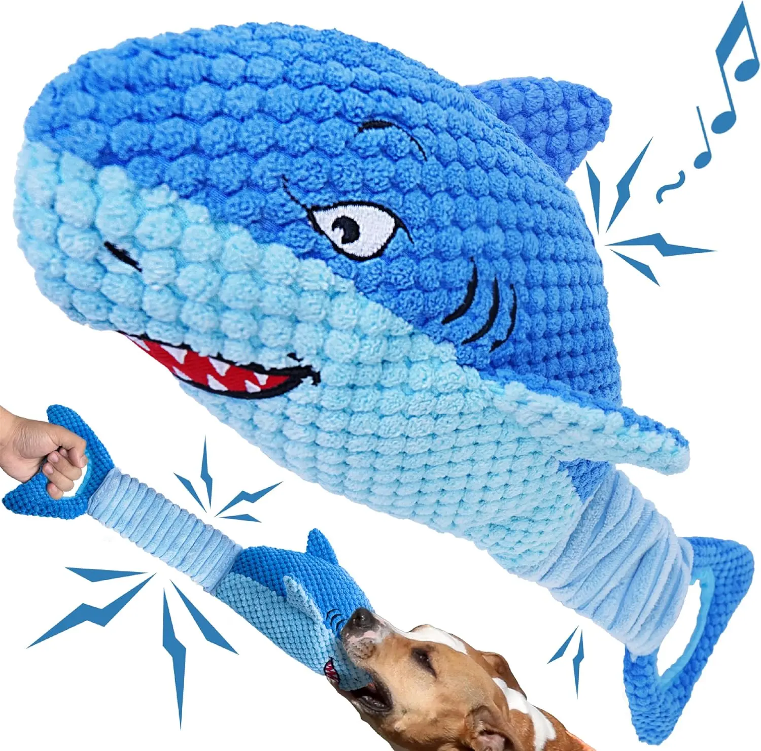 VITSCAN Interactive Shark Dog Toys for Large Dogs, Squeaky Dog Toys for Aggressive Chewers, Plush Dog Chew Toys for Teething,Dog Toys to Keep Them Busy Tug Of War Puppy Toys for Small,Medium,Large Breeds