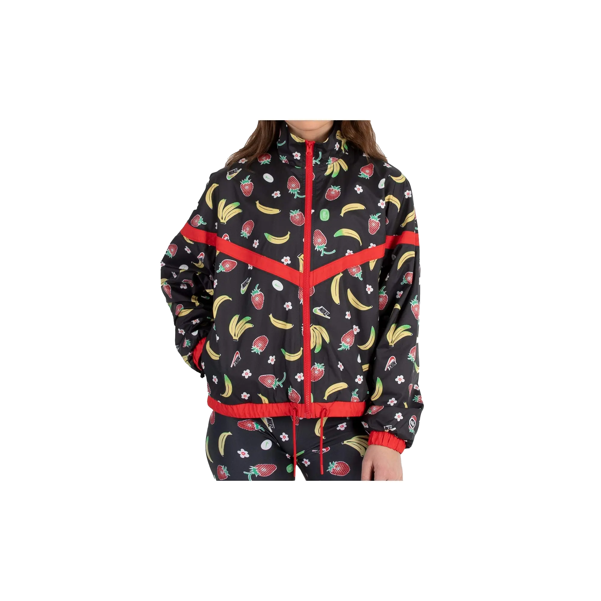 Sportswear Woven Printed Jacket WMNS "Black Red" CJ3719 010