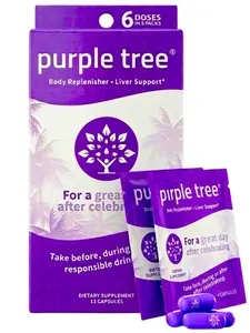 PURPLE TREE Post-Drink Wellness Supplement - Liver Function & Hydration Support with DHM, Milk Thistle, Vitamins & Minerals - 12 Capsules for Next-Day Comfort