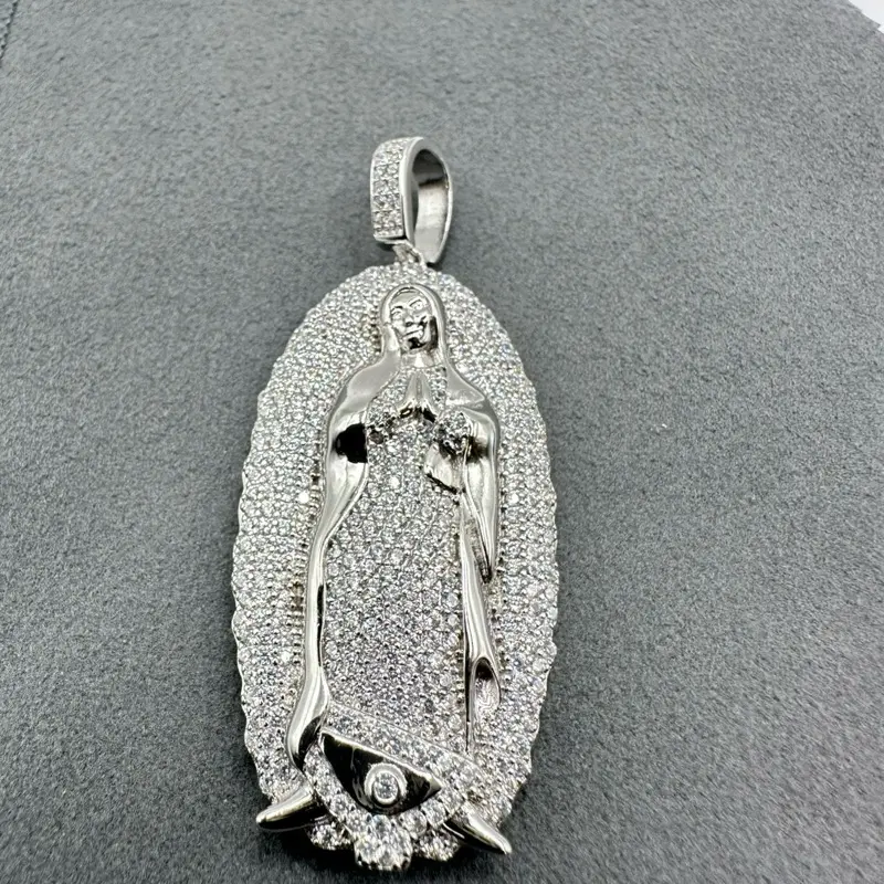 Virgin of Guadalupe Large Pendant in 925 Sterling Silver – 1.86” x 0.94”