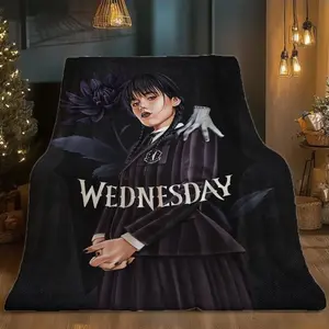 Horrible Wednesday Gothic Print Flannel Blanket - Fluffy and Soft, Suitable for Sofa, Bed and Travel, Suitable for All Seasons, Gift for Friends