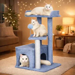 Cat Tree for Indoor Cats -Save Space with Multi-Level Perches, Condo, Sisal Scratching