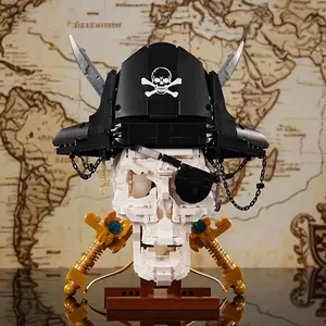 1167PCS Pirate Skull Double-Edged Cutlass Building Blocks Toys Home Decoration Ornaments Assembly Bricks Model Holiday Gifts For Kids Adult Building Block Sets