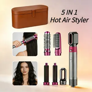 Five-In-One Hair Styler Comb, Multi-Functional Curling/drying/curler/straightening, Gift Box Set, Curling Wand Set, Fits 100v-120v Voltage, Us Plug