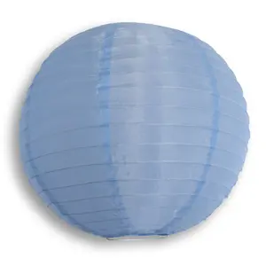 10 Inch Serenity Blue Shimmering Nylon Lantern, Parallel Ribbing, Durable, Hanging