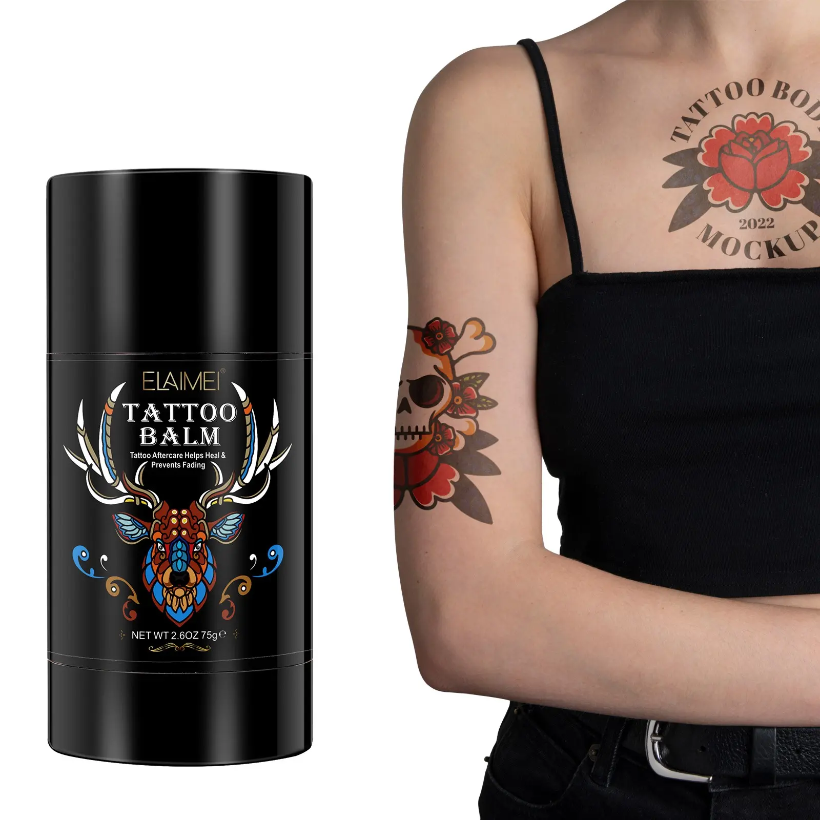 ELAIMEI TATTOO BUTTER,Tattoo Balm, Tattoo moisturizing cream, suitable for micro-needle tattoos and tattoo care, protecting the color and preventing fading.