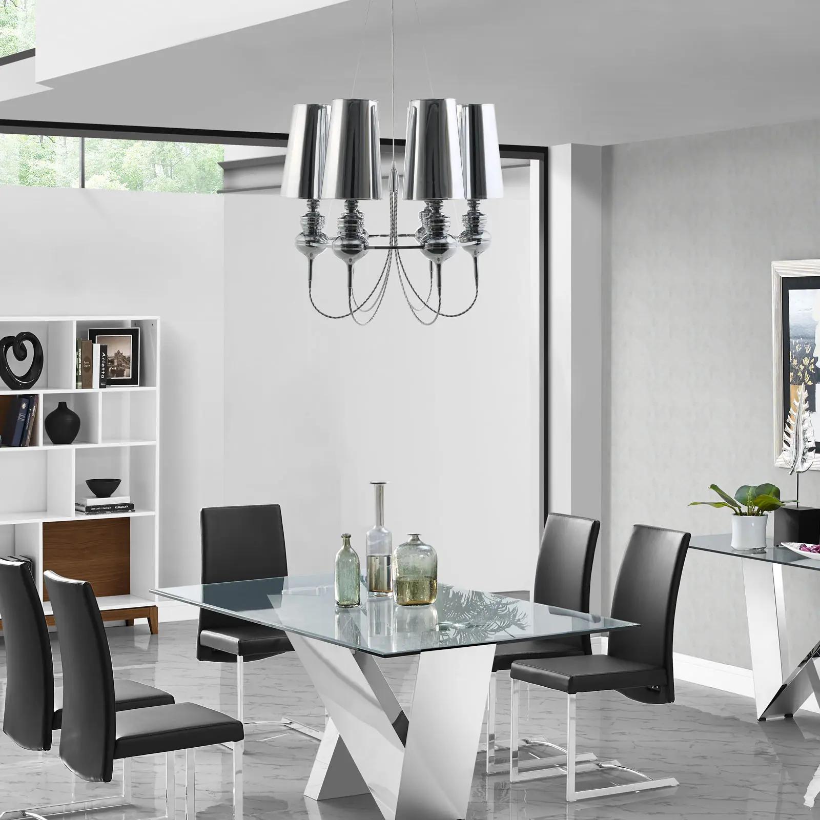 Modway Tapestry Stainless Steel Chandelier in Silver Modway Tapestry Stainless Steel Chandelier in Silver