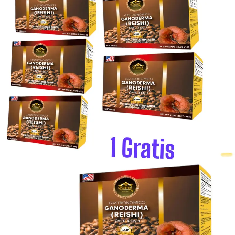 Eternal Set of 6 Reishi Ganaderma 4 in 1 Organic Coffee - Low Sugar, Beneficial Ingredients, Energy-Boosting - Beverage