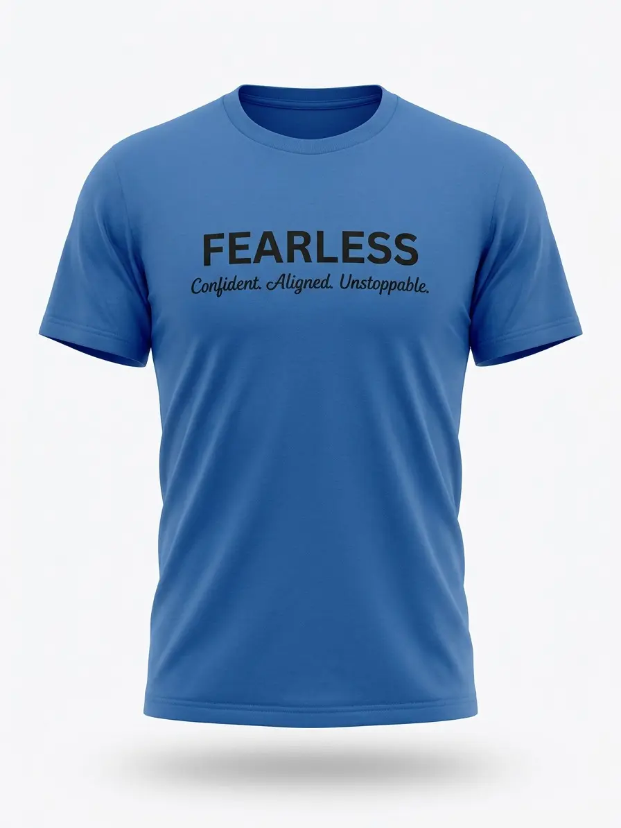 Chi City Cafe Women's Fearless Graphic Apparel, Casual Loose Blue Short-Sleeve T-Shirt with Empowering Unstoppable Message for Everyday Wear, Tshirt, Shortsleeve, Round Neck, Tee, Athletic
