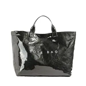 Large Capacity Transparent Trendy Tote Bag, Waterproof PVC Material Handle Trendy Soft Commuter Tote Bag, Fashionable Retro Casual Street Style Handbag, for Students, Gym, Yoga and Travel, Tote Purses
