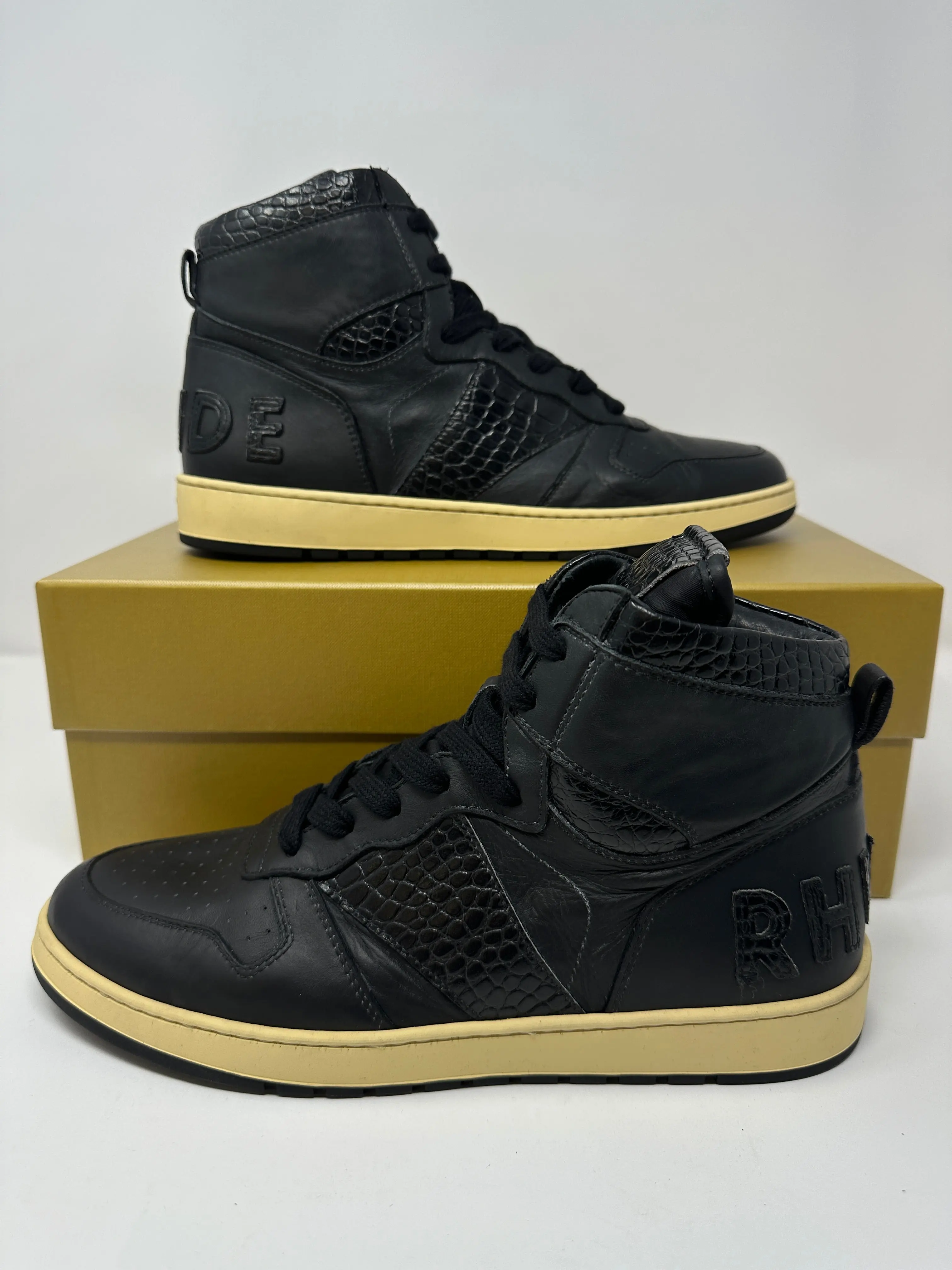 RHUDE Authentic Rhecess High Black Croc Sneaker MSRP:$685.00 Size 8 Mens Shoe