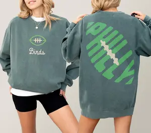 Football Fan 2 Sides T-Shirt Sweatshirt, Philly Crewneck Game Day Apparel, 100% Cotton, Made in USA