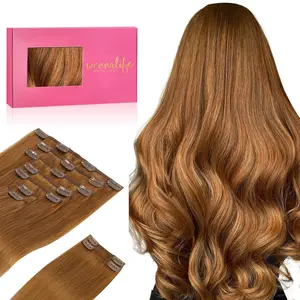 WENNALIFE 150g Clip in Hair Extensions 9pcs Balayage Dark Brown to Chestnut Brown Human Hair Luxury Remy Hair Injected Straight Volume