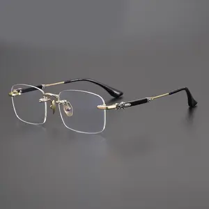 Frameless reading glasses with clear lenses, diamond cut edges, fashionable metal ear loops, high-definition visual design, suitable for both men and women