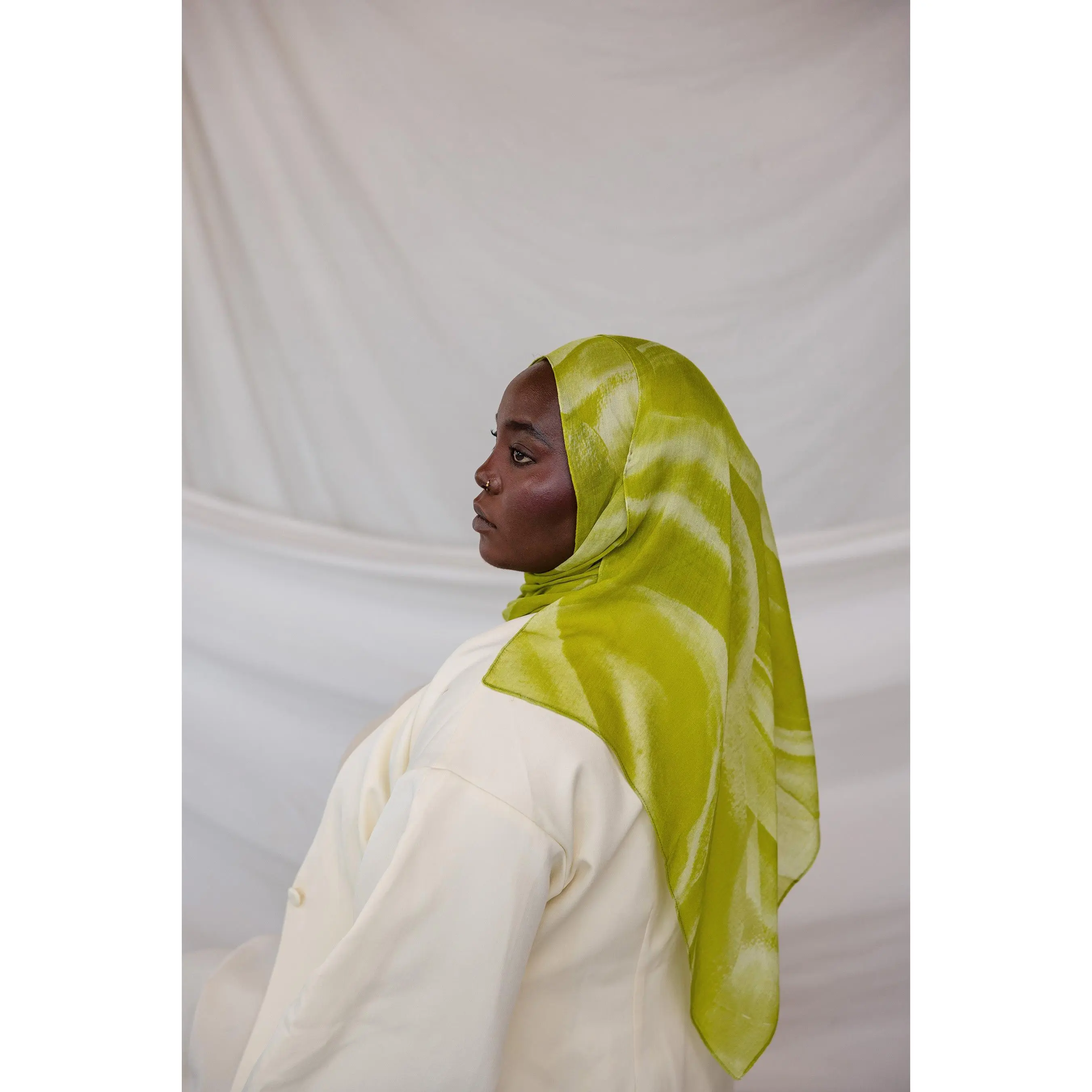 Statement Lime Sediment Print Modal Hijab for Women - Soft & Breathable Muslim Headscarf Cover for Summer Looks