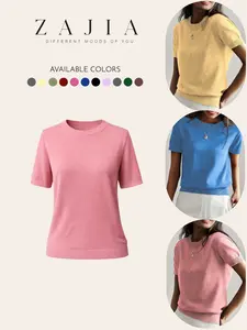 2026 Fall Summer Women's Short Sleeve Crew Neck Thin Lightweight Knitwear Top, Loose Basic Casual Pullover Sweater, Comfortable and Stylish Daily Wear, Womenswear