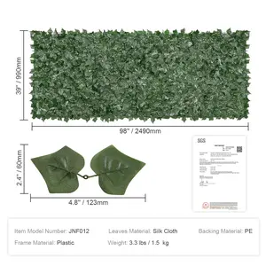 VEVOR Ivy Privacy Fence, 39x 98 in Artificial Green Wall Screen, Greenery Ivy Fence with Mesh Cloth Backing and Strengthened Joint, Faux Hedges Vine Leaf Decoration for Outdoor Garden, Yard, Balcony