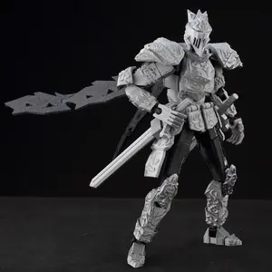 ​ 9L3D Lucky13 Silver Armor Knight Action Figure Dummy13 with TripleWeapon T13 Multi-Jointed 3D Printed Collectible Toy Titan13 ​