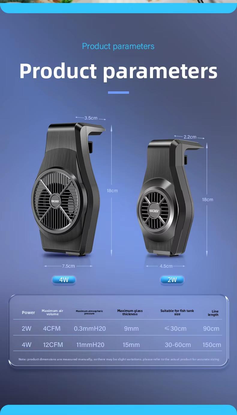Aquarium Cooling Fan Adjustable Wind Speed Effectively Reduce Water Temperature Prevent Fish Heat Stress Perfect For Household Small Medium Fish Tank Fresh Salt Water Breeding Use