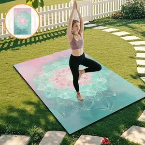 Dream Gradient Mandala Anti-Slip Yoga Mat, Professional Tpe Shock Absorption Fitness Pad, Home Wide Thick Dance Mat, Suitable for Beginners & Advanced Users