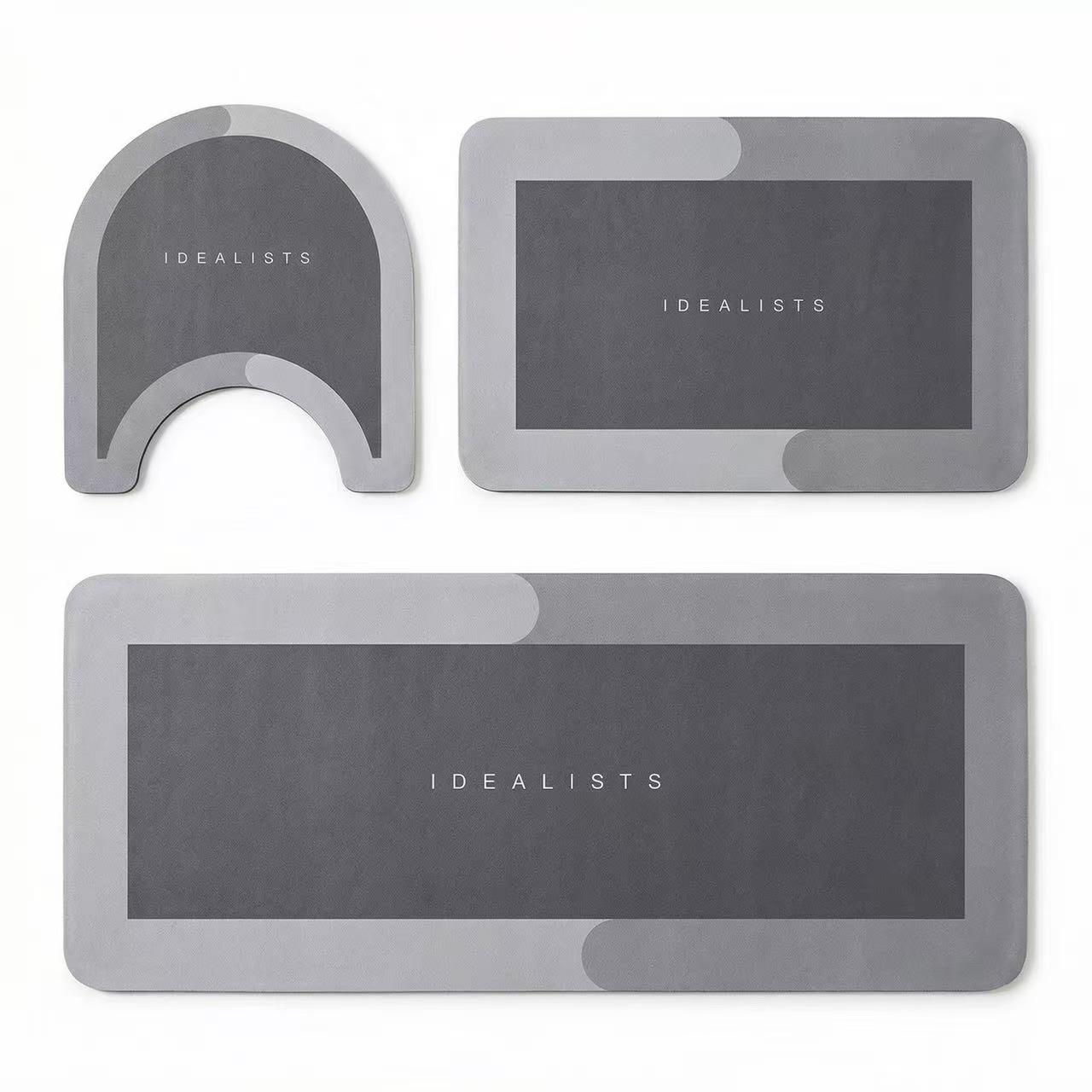 3Pcs Ultra Absorbent Diatomite Bath Mat Set Non-Slip U-Shaped Toilet Floor Pad Washable Entryway Mat Simple Modern Home Bathroom Decor Cozy & Safe