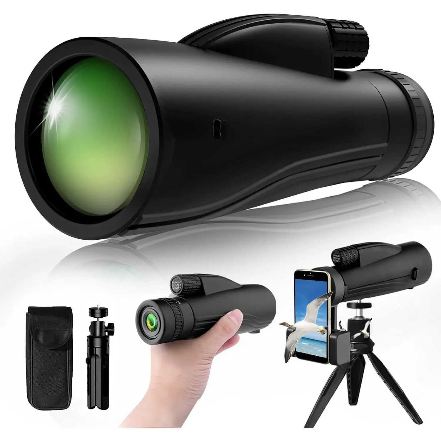 10-30x Zoom BAK4 Prism Monocular Telescope - 50mm, HD Optics, 2000 yd View, Low Night Vision, Waterproof, Adjustable Eye-Cups, Comfortable Viewing, Smartphone Adapter, Tripod for Bird Watching, Camping
