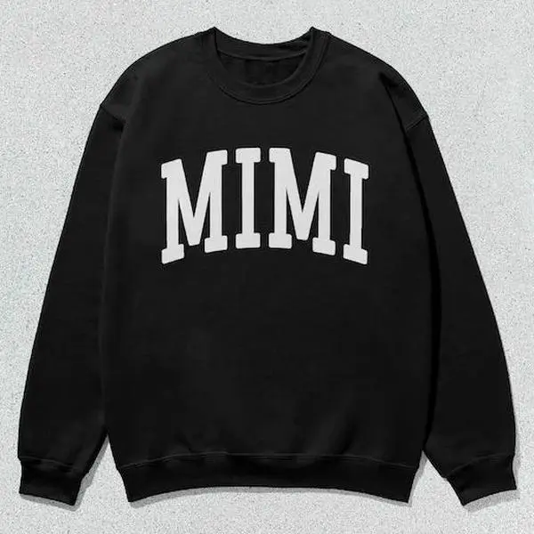 Unisex Mimi Sweatshirt, Casual Collegiate Crewneck Pullover, Long Sleeve Graphic Top for Men and Women, Tops, Menswear, Round Neck, Unisex Fit, Slogan Print, Preppy Casual