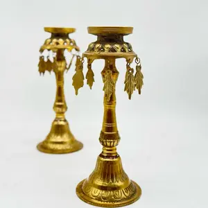 Nepali Panas Brass Ornaments for Decor and Religious Use Pure Brass 2 Piece Set Traditional Design