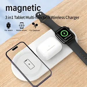 Magnetic Wireless Charger Stand 15w Fast Charging, Magsafe Charger, Fashion Design for iPhone 12-17 Series, Iwatch & AirPods, Bedside & Office Use
