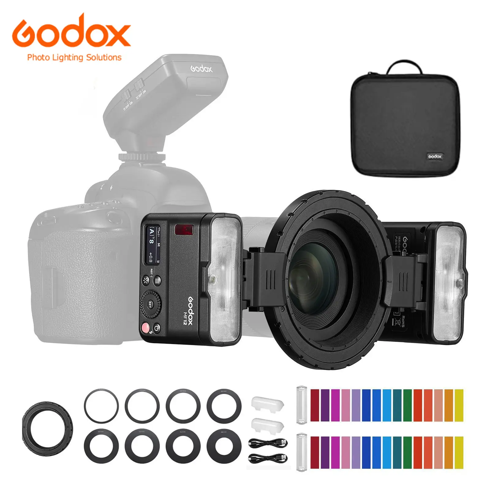 Godox MF12 MF12-K2 Macro Flash Off-Camera TTL Flash Speedlite 12W, 2.4G Wireless Control,TTL/M Mode,Built-in 3.7V/6.29W Lithium Battery, Compatible with Nikon, Sony, Canon, Fuji, Olympus and Panasonic