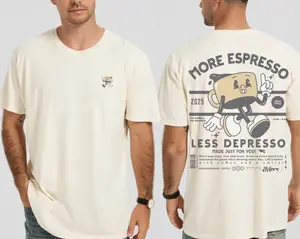 2 Sided More Espresso Less Depresso Comfort Colors® T-Shirt – Retro Coffee Graphic Tee, Aesthetic Tee for Coffee Lovers &