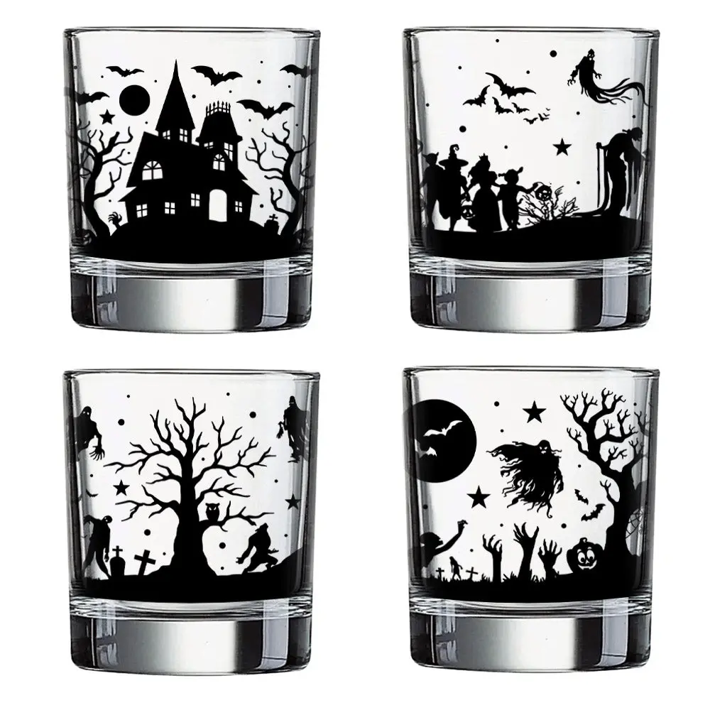 BarConic® Stylish Whiskey & Cocktail Glassware Set - Halloween Town Themed Line of Beverage Glasses for Kids