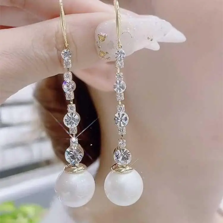 Ear Jewelry Earrings for Women 2024 Trendy Korean Elegant Influencer Drop Earrings Long High-End Sophisticated Stud Earrings HNAN93