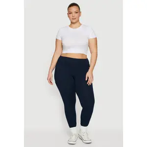 Plus Size High Waisted Leggings with Cell Phone Pockets