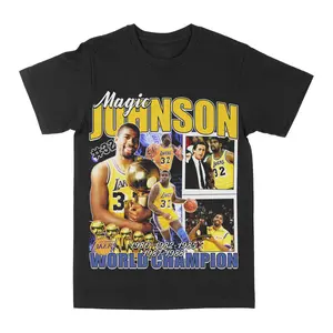 Magic Johnson Graphic Tee, Y2K Rap Streetwear T-Shirt, Unisex Crew Neck, Vintage Hip-Hop Graphic, Sports Style, Casual Cotton Fit