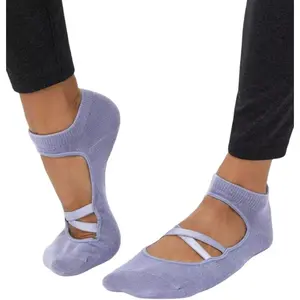 Yoga Socks with Grips Non Slip Women, Criss Cross Straps, Ballet Barre Pilates Dance ONE SIZE (35-41 eur size, 5-9 us size)