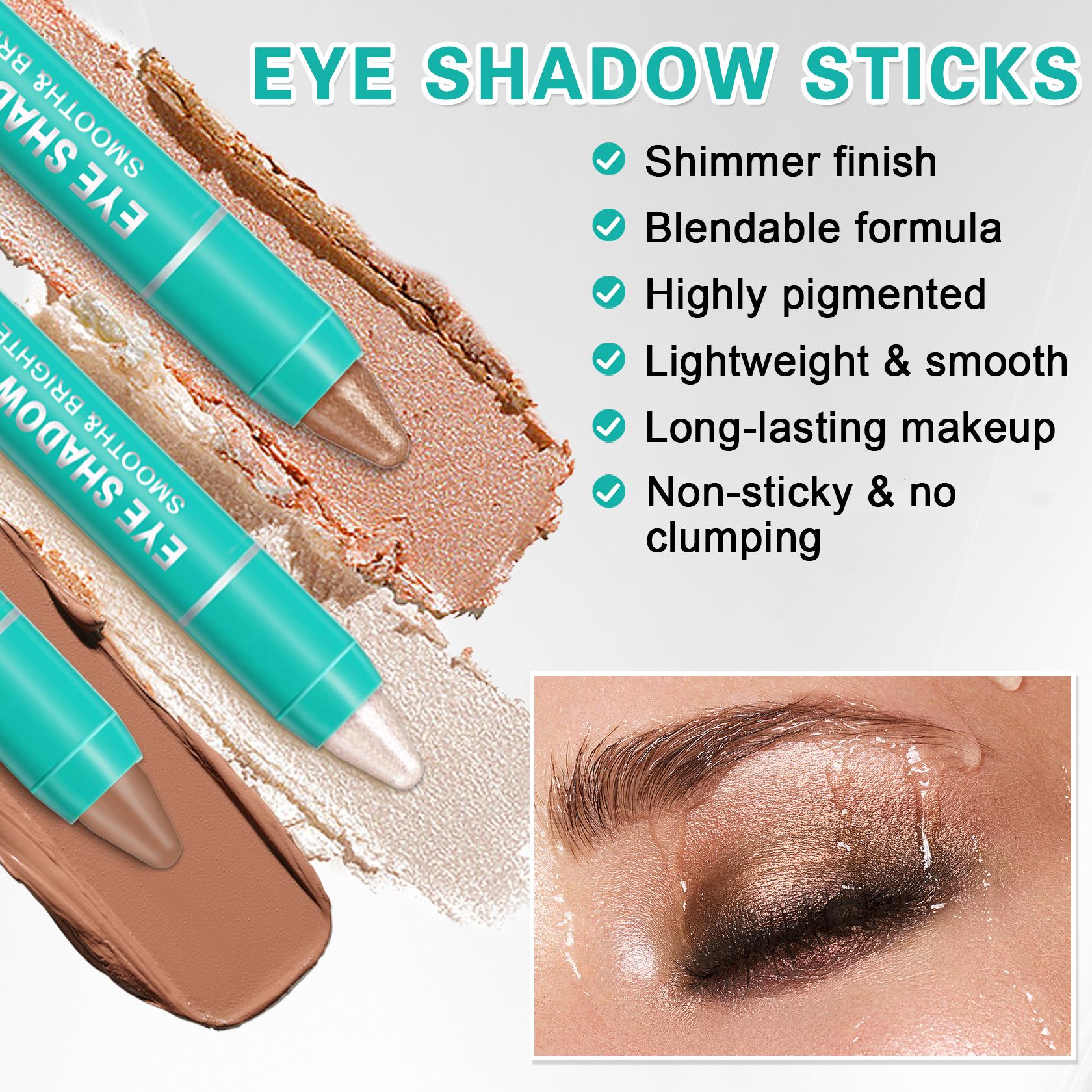 8PCS Eyeshadow Stick,Shimmer And Neutral Champagne Pink Metallic Eye Shadow sticks,Cream Eyeshadow Pencil Crayon with Smudge-proof & Waterproof,Eye Brightener Stick