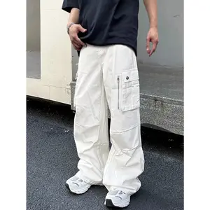 Solid Color Spring Summer Cargo Casual Baggy Long Pants with Flap Pocket