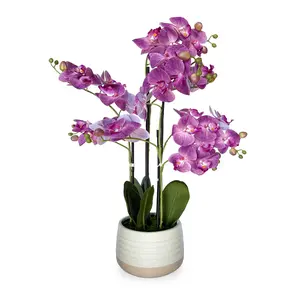 Real Touch Phalaenopsis Orchid Artificial Orchid in Pot, 28-Inch with 4 Branches, Faux Fuchsia Color, Durable Plastic, Versatile Decor Piece