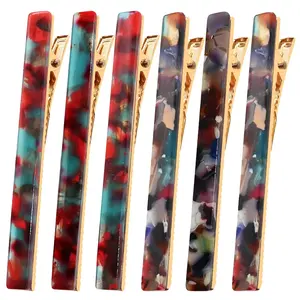 6 count Hair Clips,Hair Accessories for Women,  Duckbill Barrettes Fashion Chic Tortoise Shell Hair Clips for Women Girls and Hair Accessories(3 Red + 3 Bule)