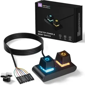 Dual PC Power Button, External Desktop Power & Reset  for ATX ,  Controller with Y Splitter and 2M  for Under Desk & Open Frame Setup (Matte Black)