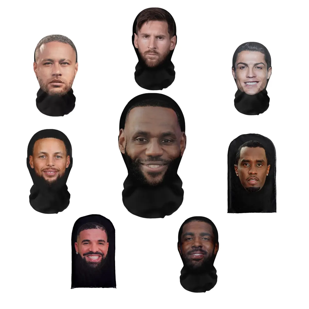 Pranks Printed Funny Headgear Elastic Mesh Full Face Mask Cosplay Costume Headwear Hip Hop Fashion Hood Hat,Star Tt01