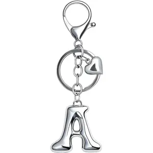 Gold Bubble Initial Keychain with Bow ecoration Bag Charms for Women, Cute Purse Handbag Accessories Gift