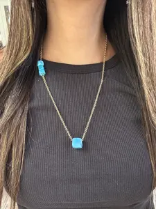 Protect Your People- Turquoise Glass Bead Necklace with Customizable Additional Beads
