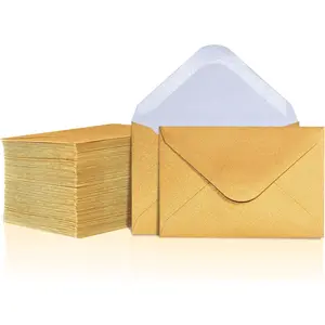 Gift Card Envelopes - 100-Count Mini Envelopes, Paper Business Card Envelopes, Bulk Tiny Envelope Pockets for Small Note Cards, Gold, 4 x 2.7 Inches