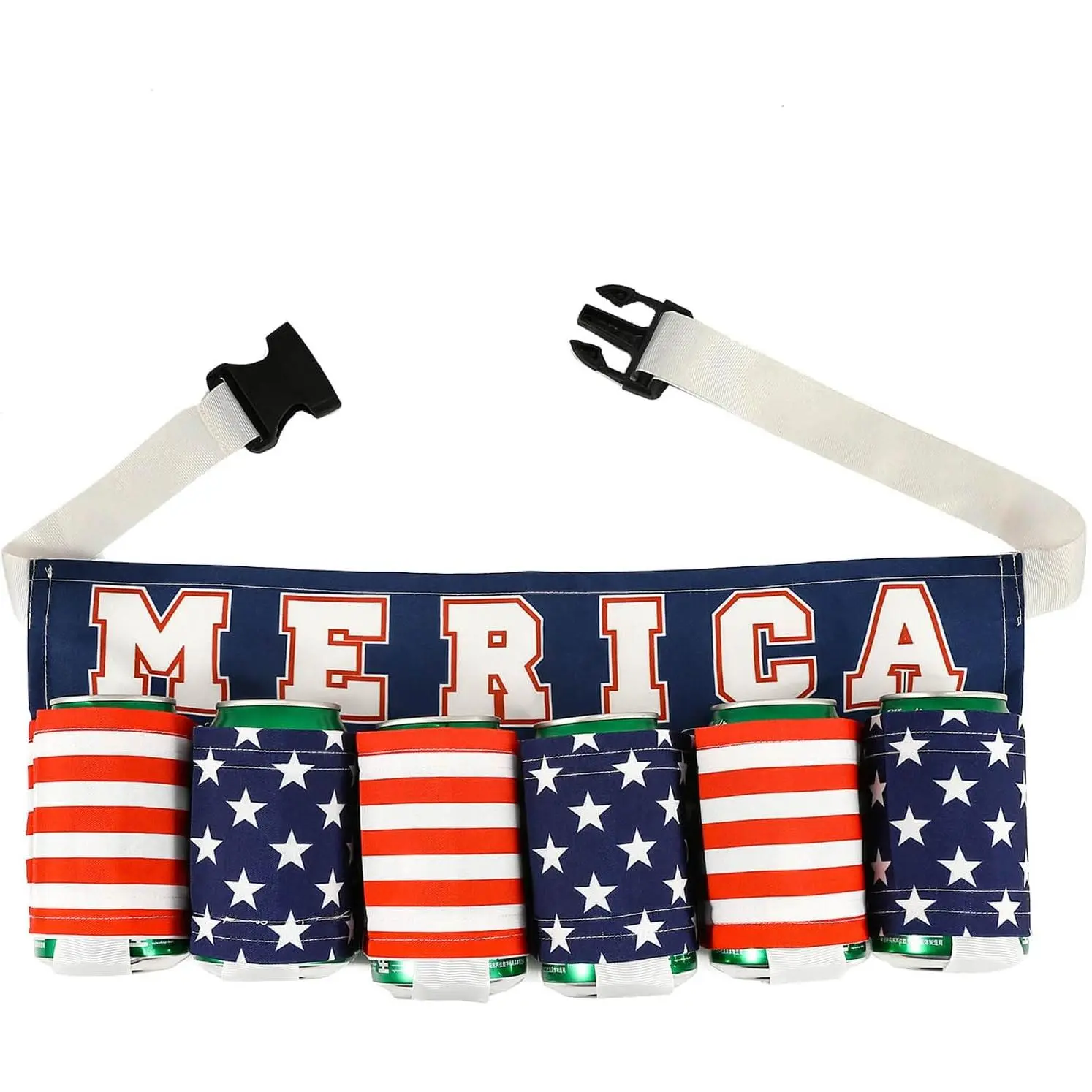 Patriotic Beverage  Belt, Belt White Elephant Gifts,Can Holder Drink Belts Beers Holster Bottle Holders  Accessories