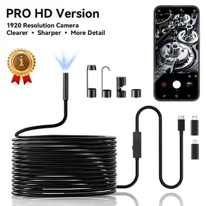 1920P HD Endoscope Camera with Light, 8 Adjustable LED Lights, Waterproof Inspection Borescope for iOS & Android, Semi-Rigid Snake Camera for Pipe, Car Repair – 16.4ft