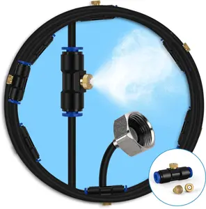 Misting Cooling System, Outdoor Misting System for Patio, 40 FT Misting Line+10 Mist Nozzles+3/4" Brass Adapter,Outdoor Mister System for Patio Garden Trampoline GreenhouseGift.