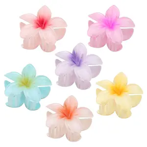 6 Pack Large Hawaiian Flower Claw Clips for Women, Strong Hold Jaw Clips for Thin and Thick Curly Hair, 90's Hair Accessories